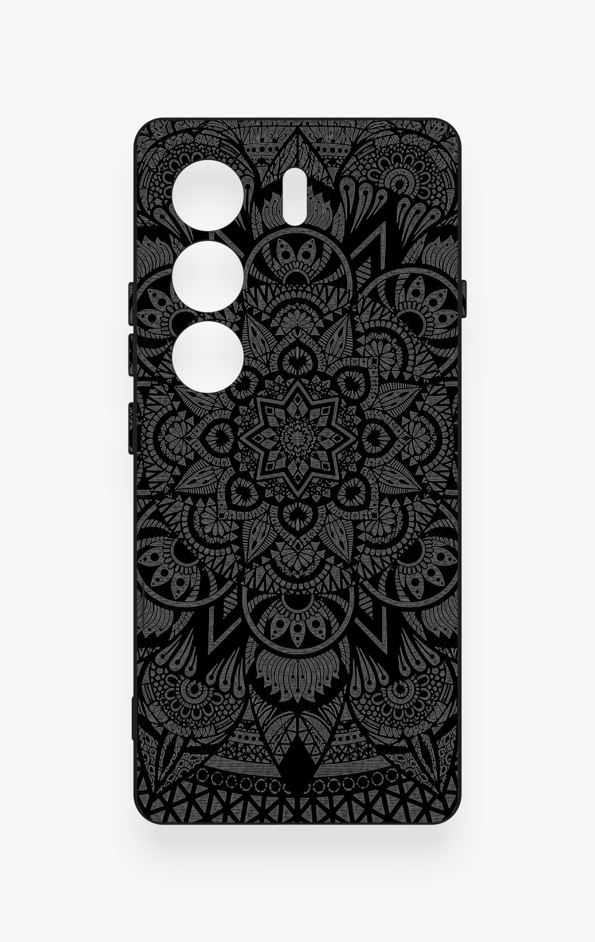 Tecno Camon 40 4G Uyumlu Siyah Beyaz Mandala Desenli Silikon Kılıf