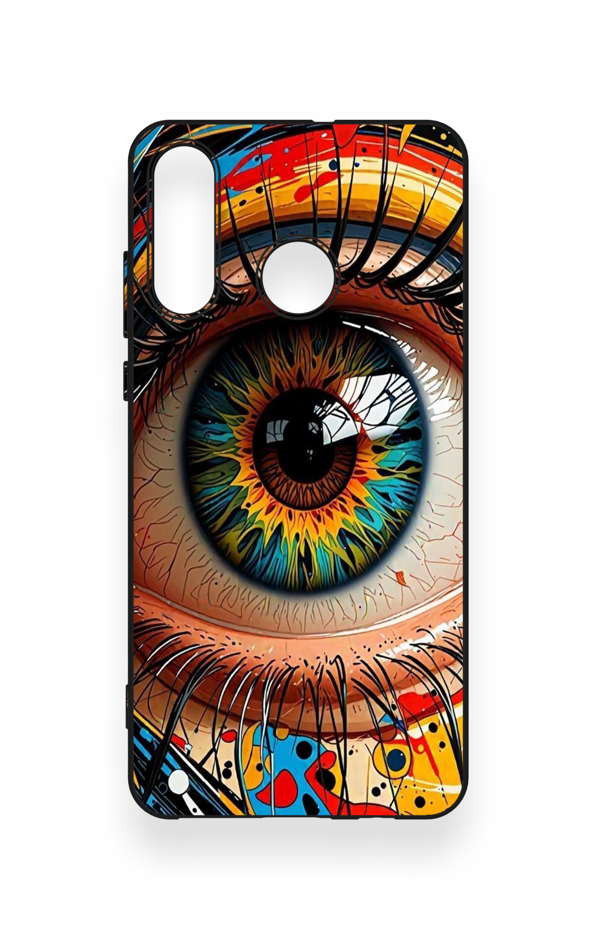 Huawei P30 Lite Uyumlu Renkli Göz Bebeği Desenli Silikon Kılıf