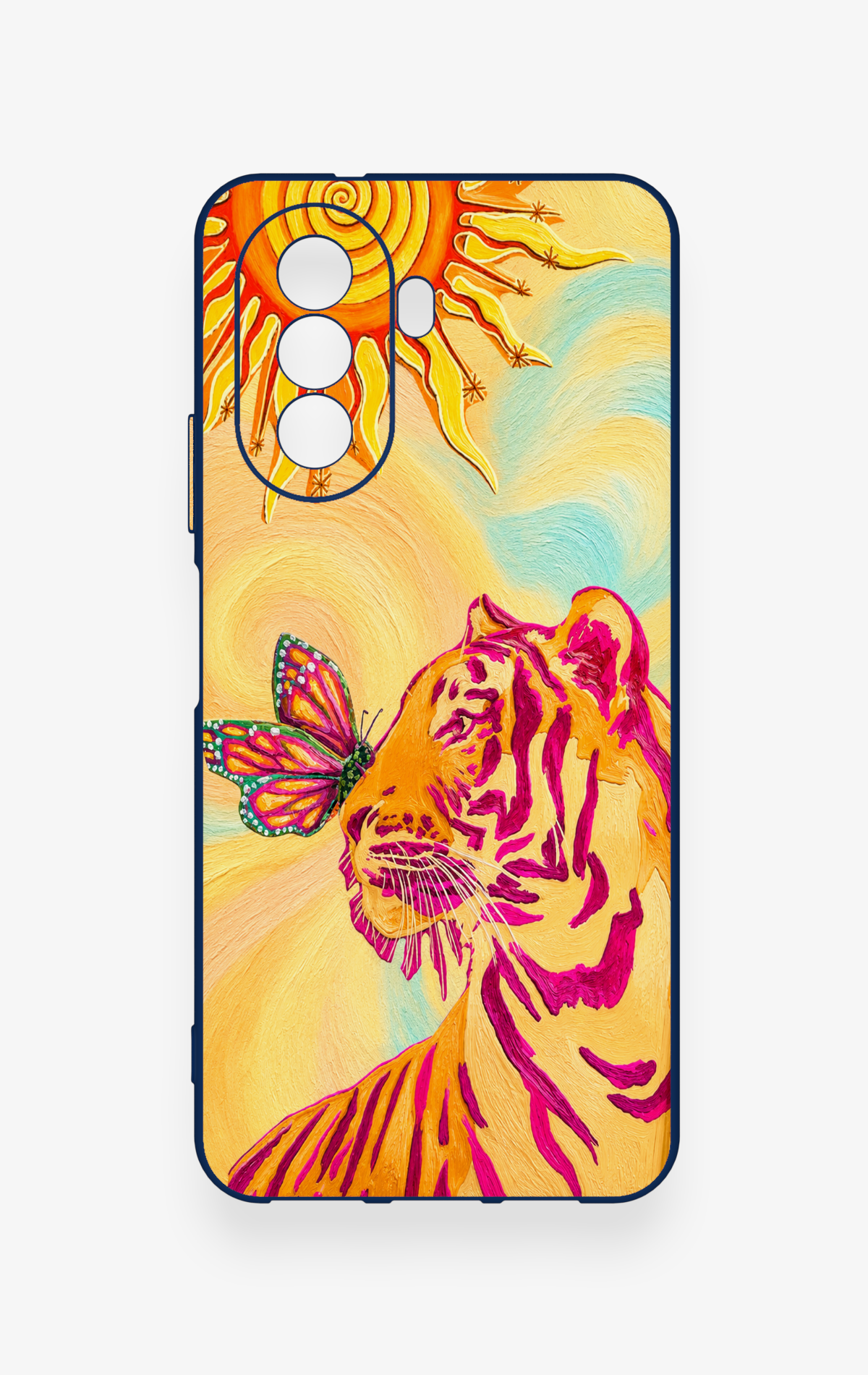Huawei Nova Y70 Uyumlu Güneşin Kaplanı Desenli Silikon Kılıf