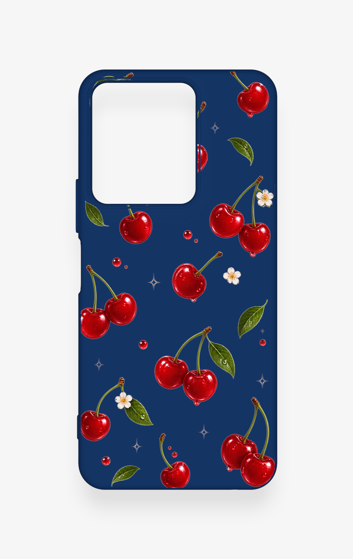 Vivo Y35 Uyumlu Kiraz Papatya Desenli Silikon Kılıf