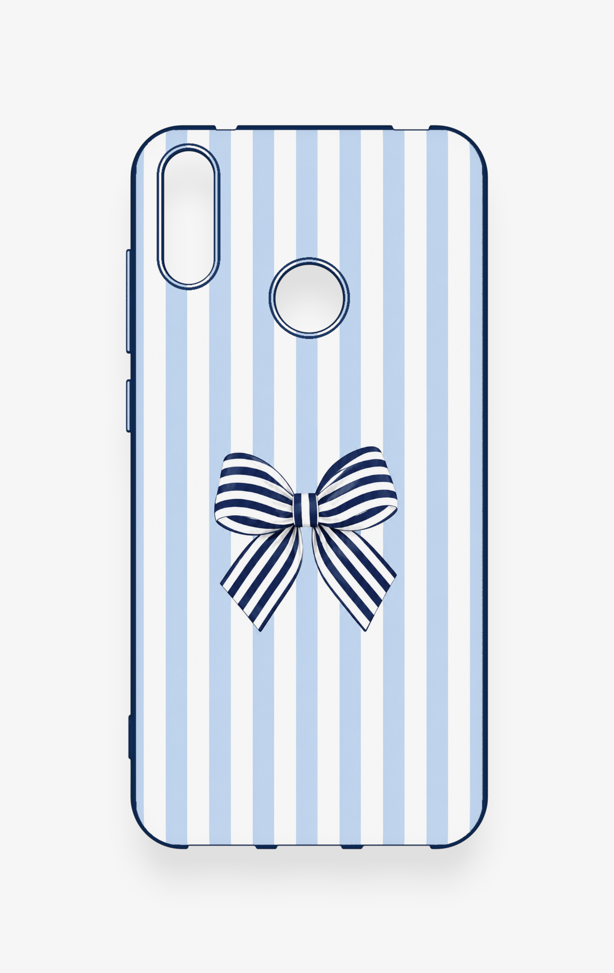 Huawei Y7 2019 Uyumlu Mavi Beyaz Kurdele Desenli Silikon Kılıf