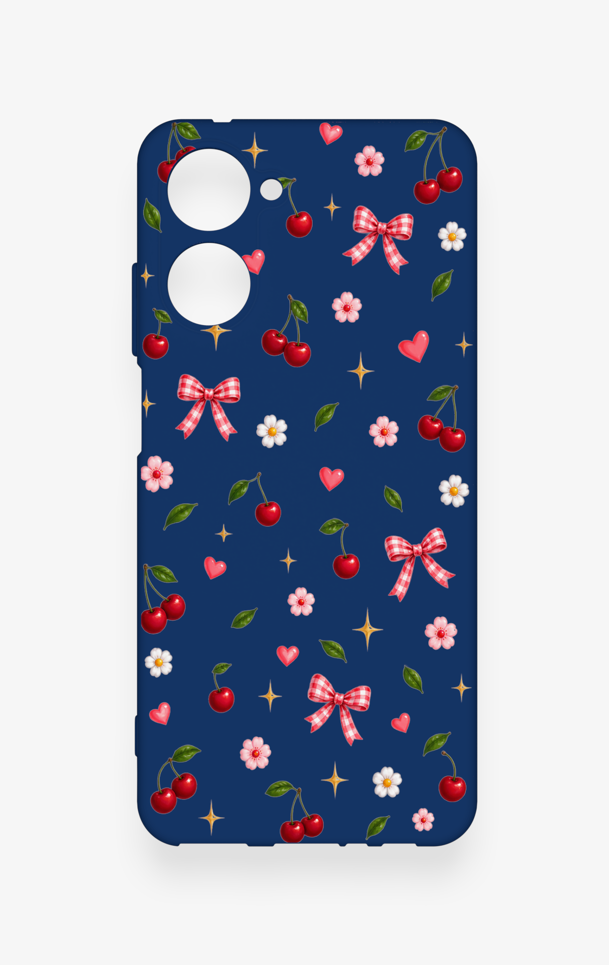 Realme 10 Uyumlu Çiçek Kiraz Fiyonk Desenli Silikon Kılıf