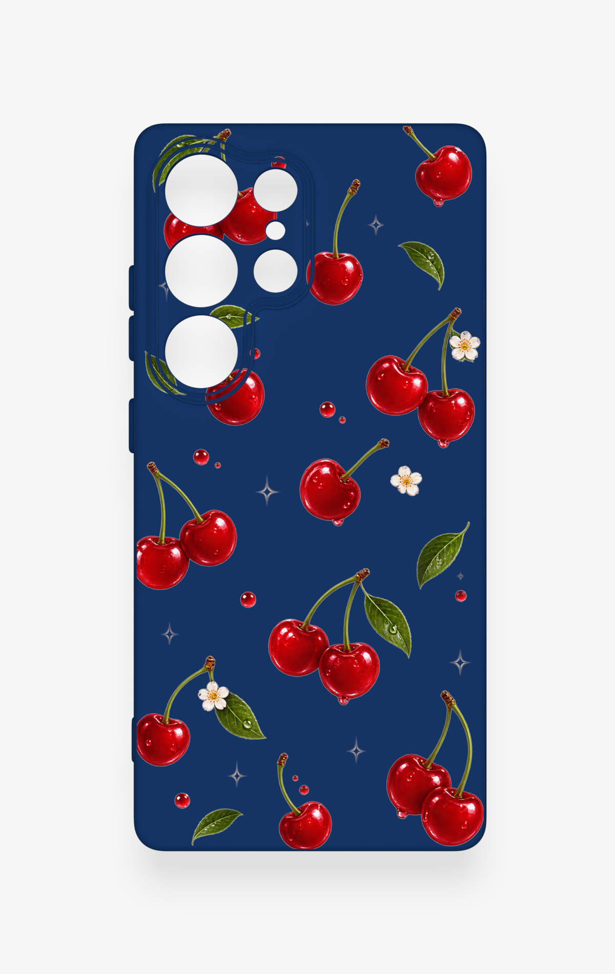 Samsung S25 Ultra Uyumlu Kiraz Papatya Desenli Silikon Kılıf