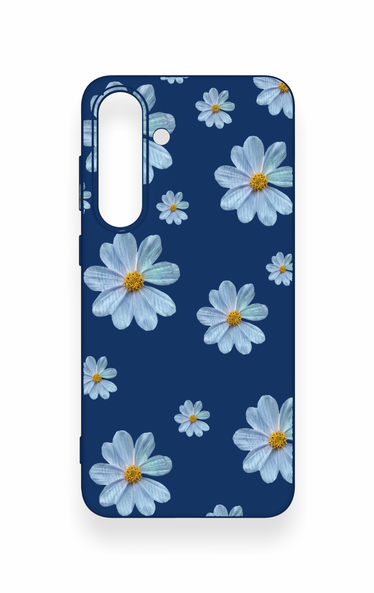 Samsung S25Fe Uyumlu Mavi Papatya Desenli Silikon Kılıf