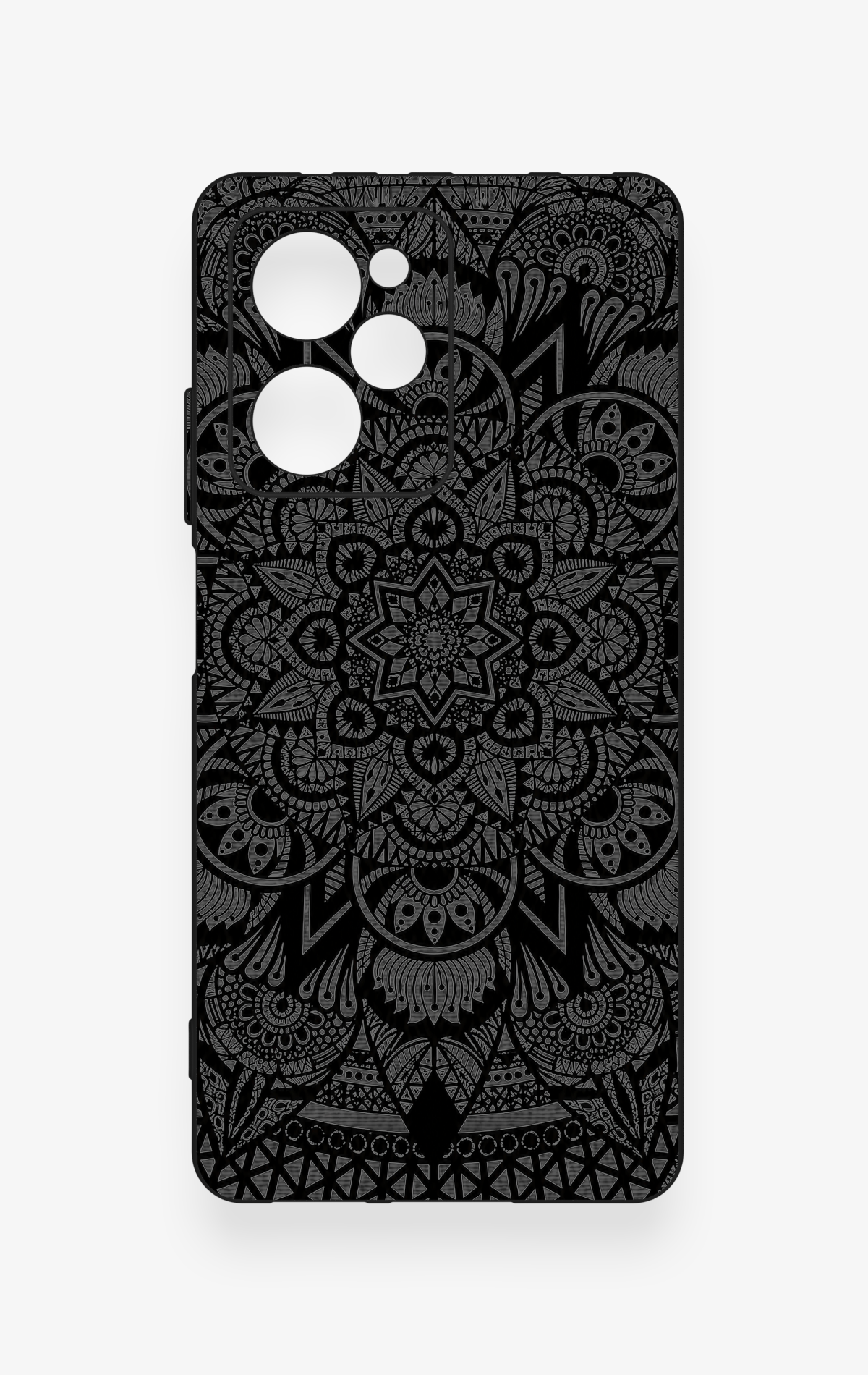 Poco X5 Pro Uyumlu Siyah Beyaz Mandala Desenli Silikon Kılıf