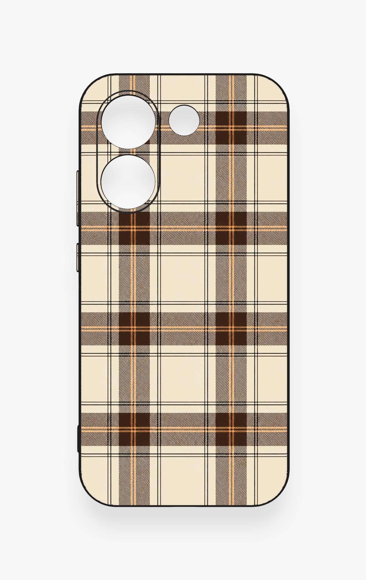 Poco X8 Pro Uyumlu Bej Kahverengi Ekose Desenli Silikon Kılıf