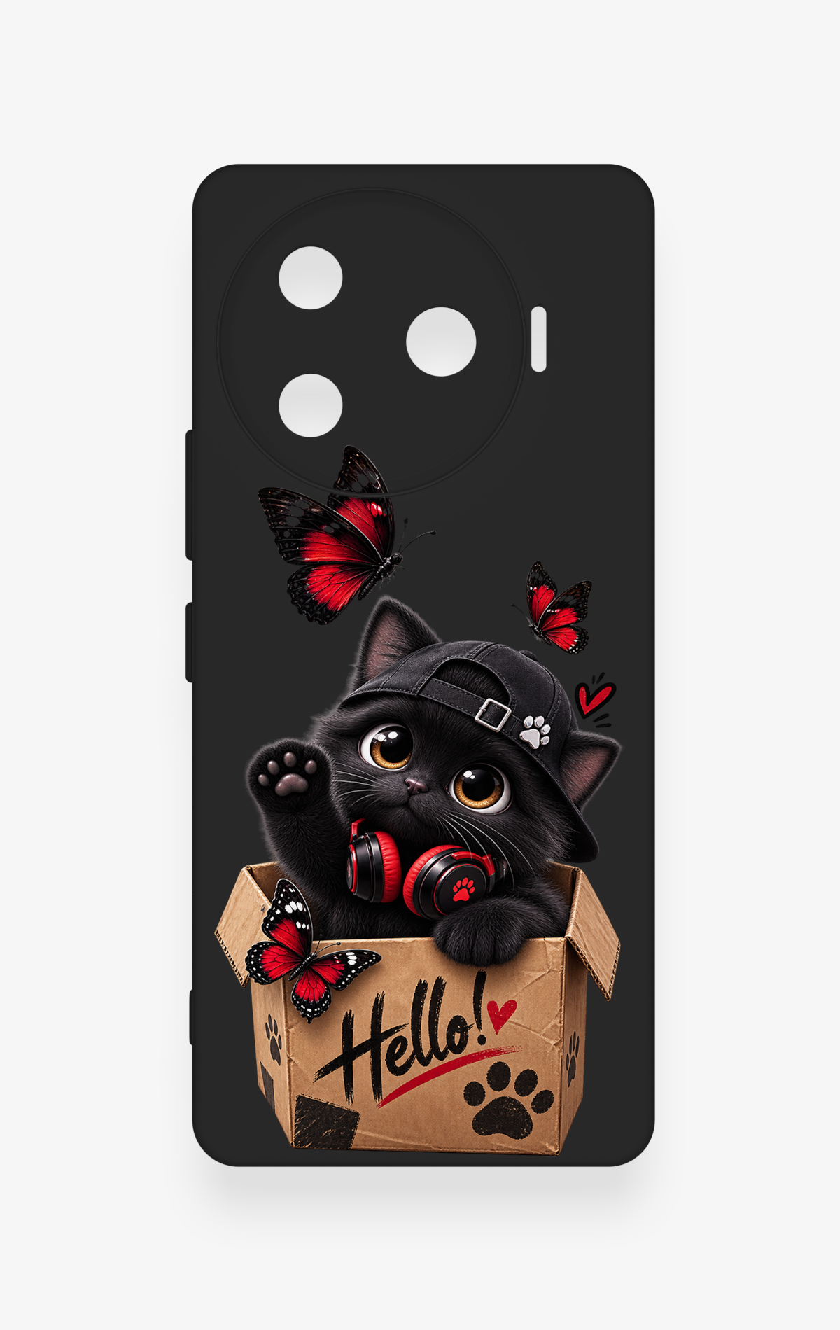 Tecno Camon 30 Pro 5G Uyumlu Hello Cat Desenli Silikon Kılıf