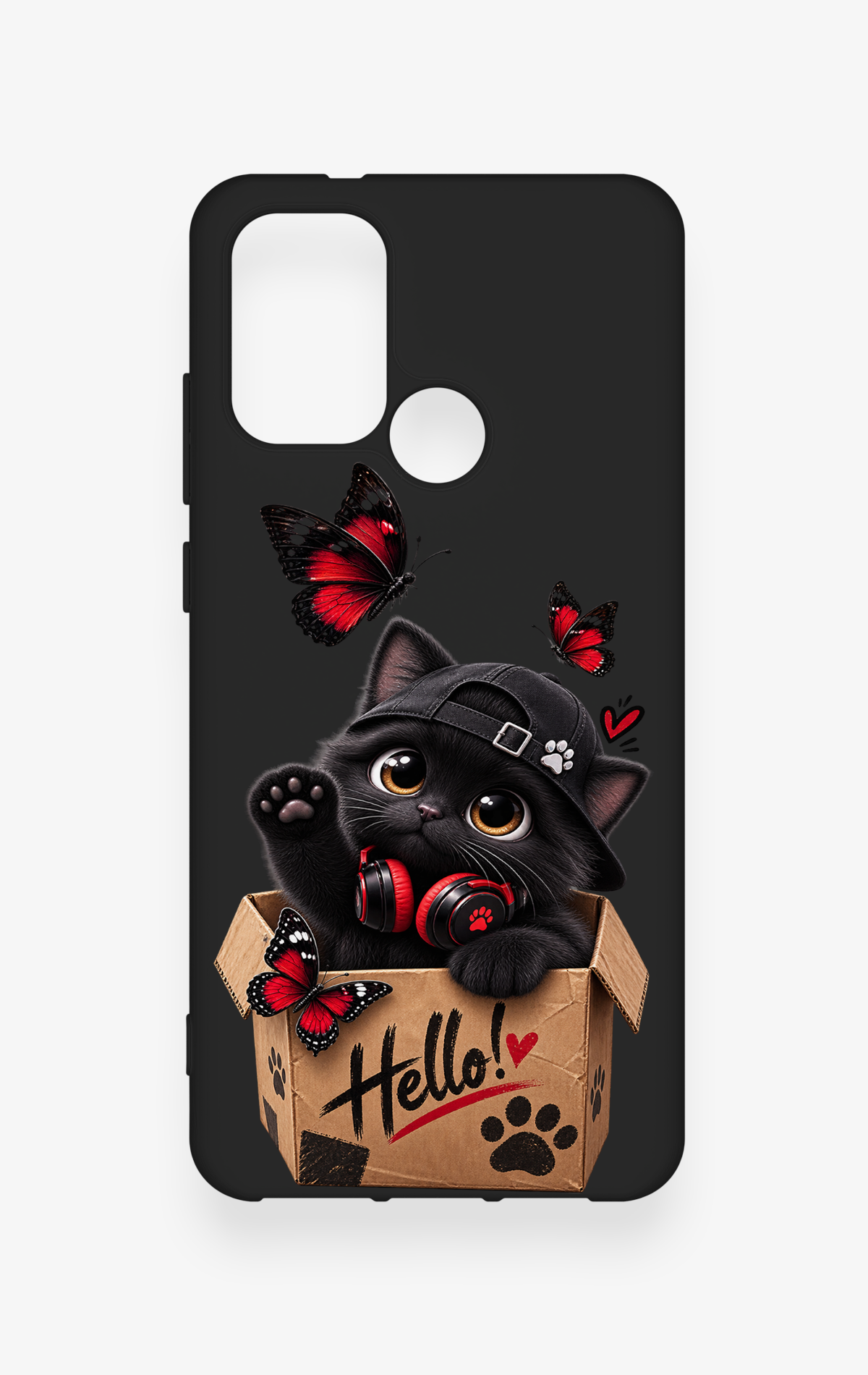 Casper Via F20 Uyumlu Hello Cat Desenli Silikon Kılıf