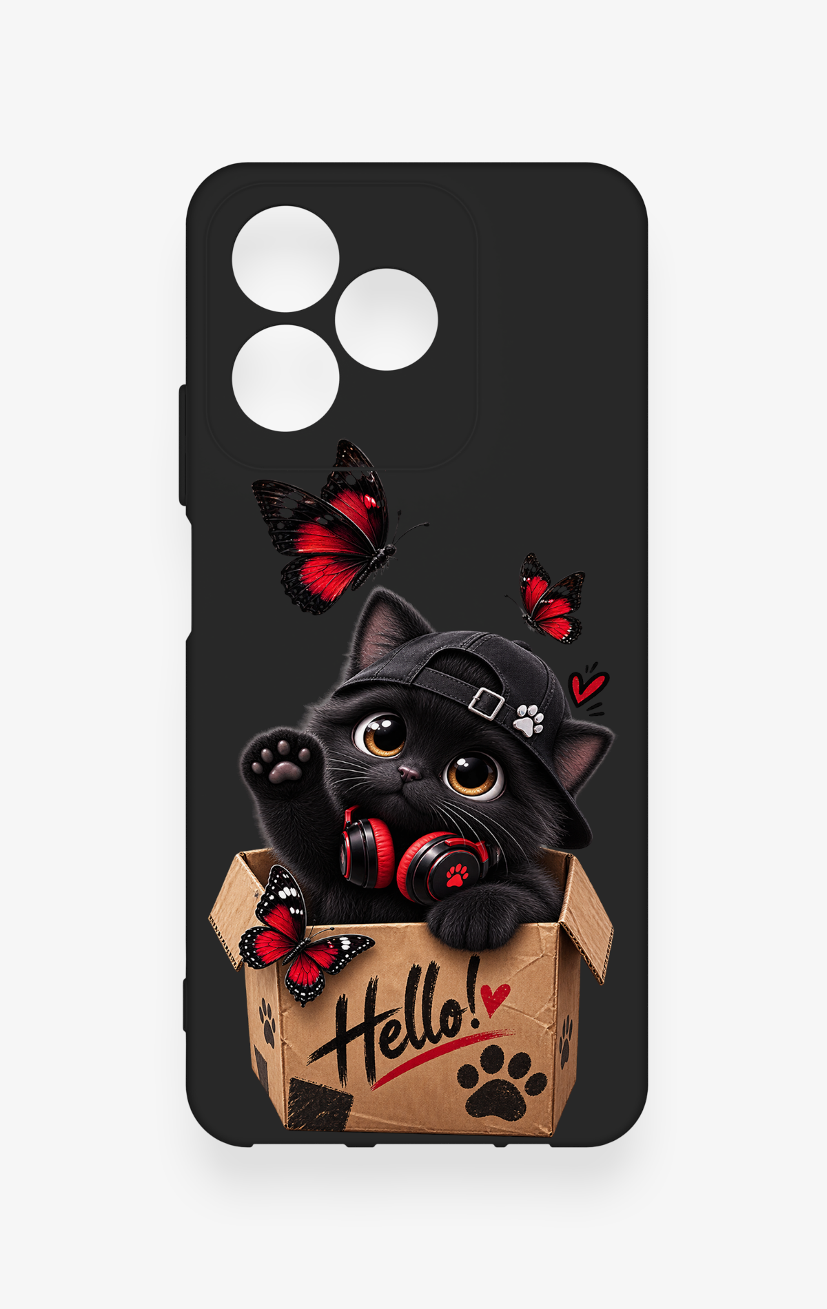 Realme C53 Uyumlu Hello Cat Desenli Silikon Kılıf