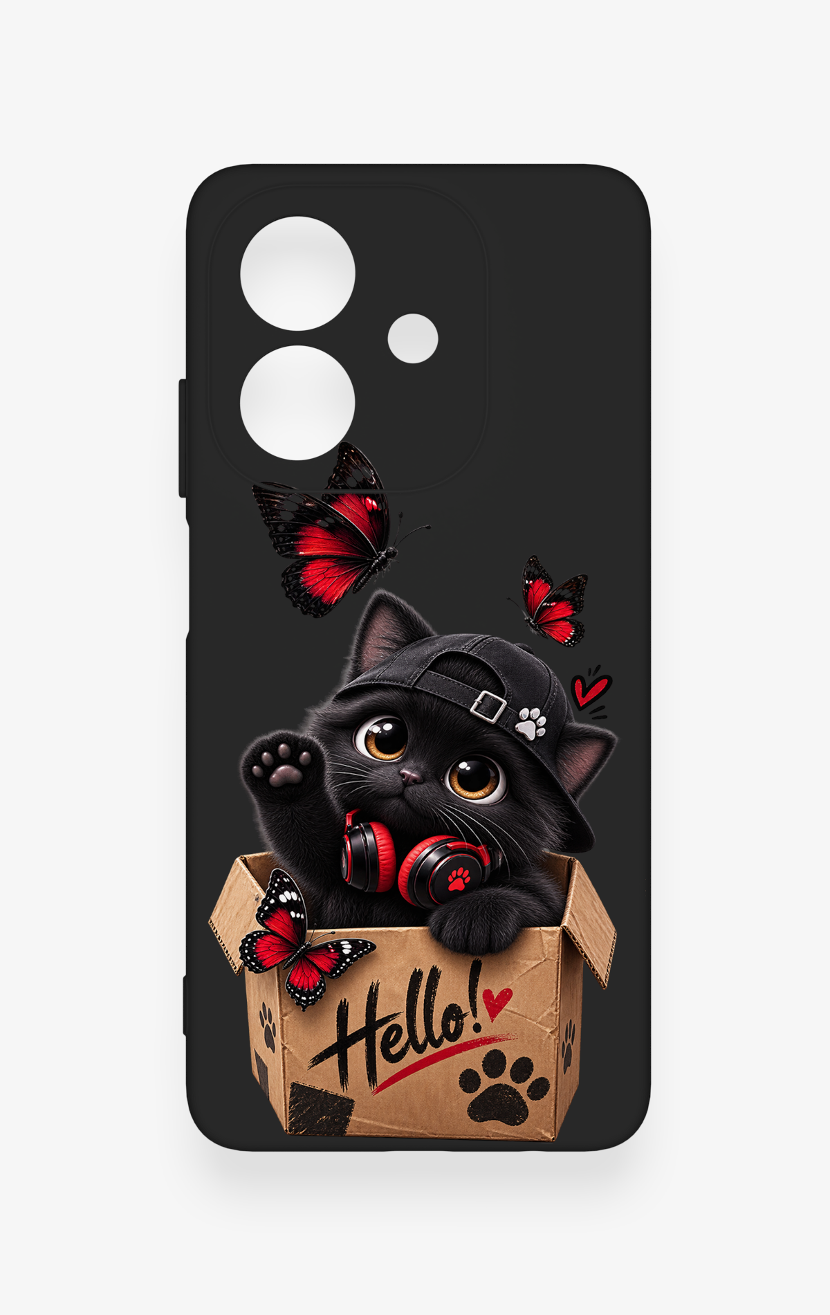 Oppo A3 Uyumlu Hello Cat Desenli Silikon Kılıf