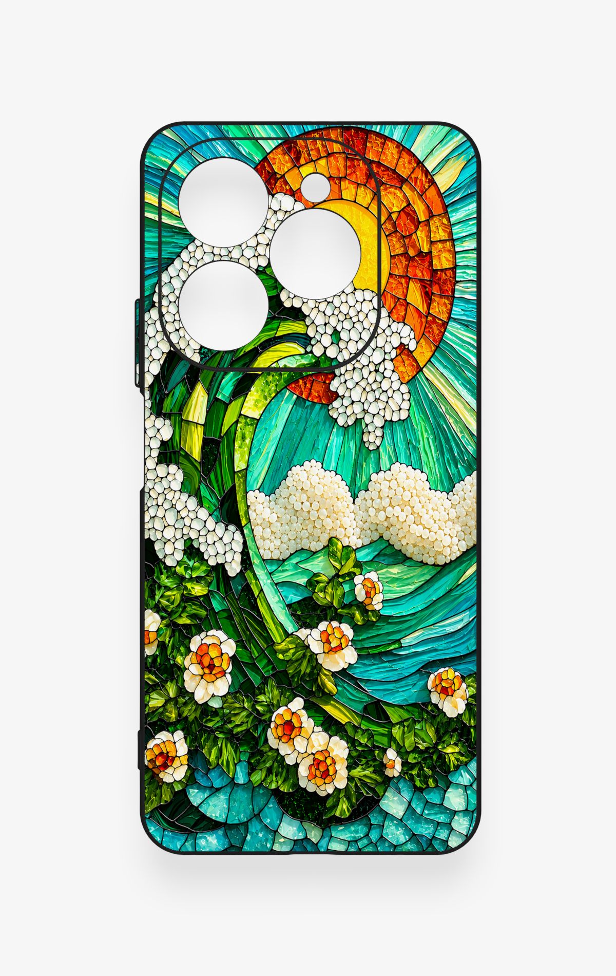 Tecno Spark 20 Pro Uyumlu Mozaik Okyanus Dalgası Desenli Silikon Kılıf