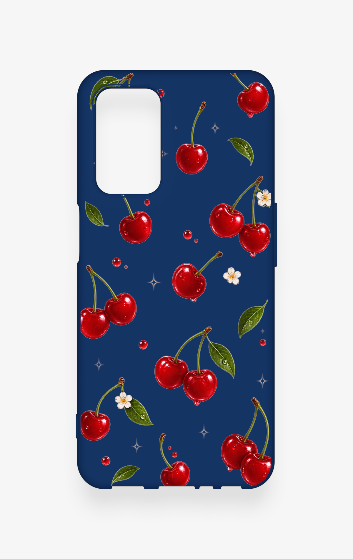 Oppo A55 Uyumlu Kiraz Papatya Desenli Silikon Kılıf