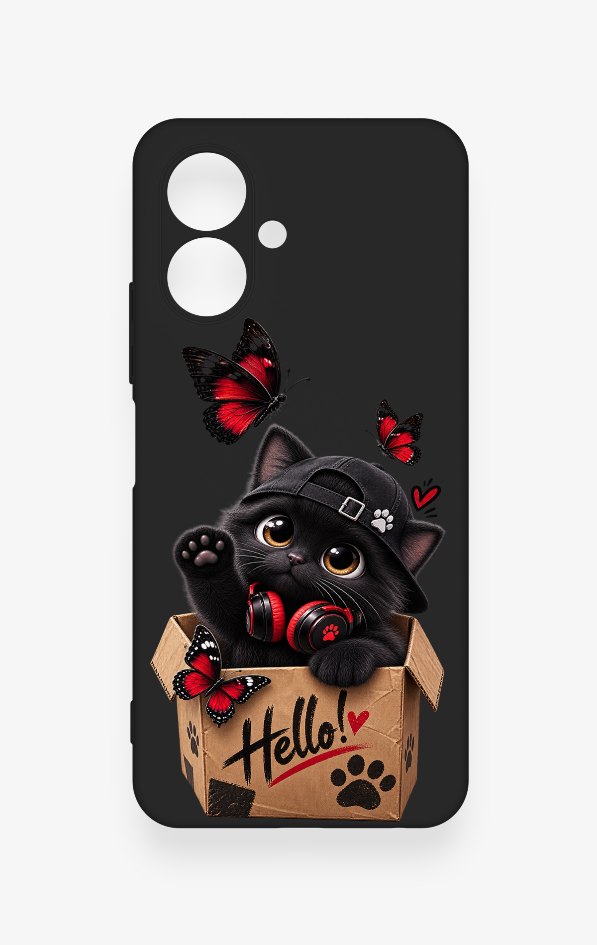Tecno Spark Go 2 Uyumlu Hello Cat Desenli Silikon Kılıf