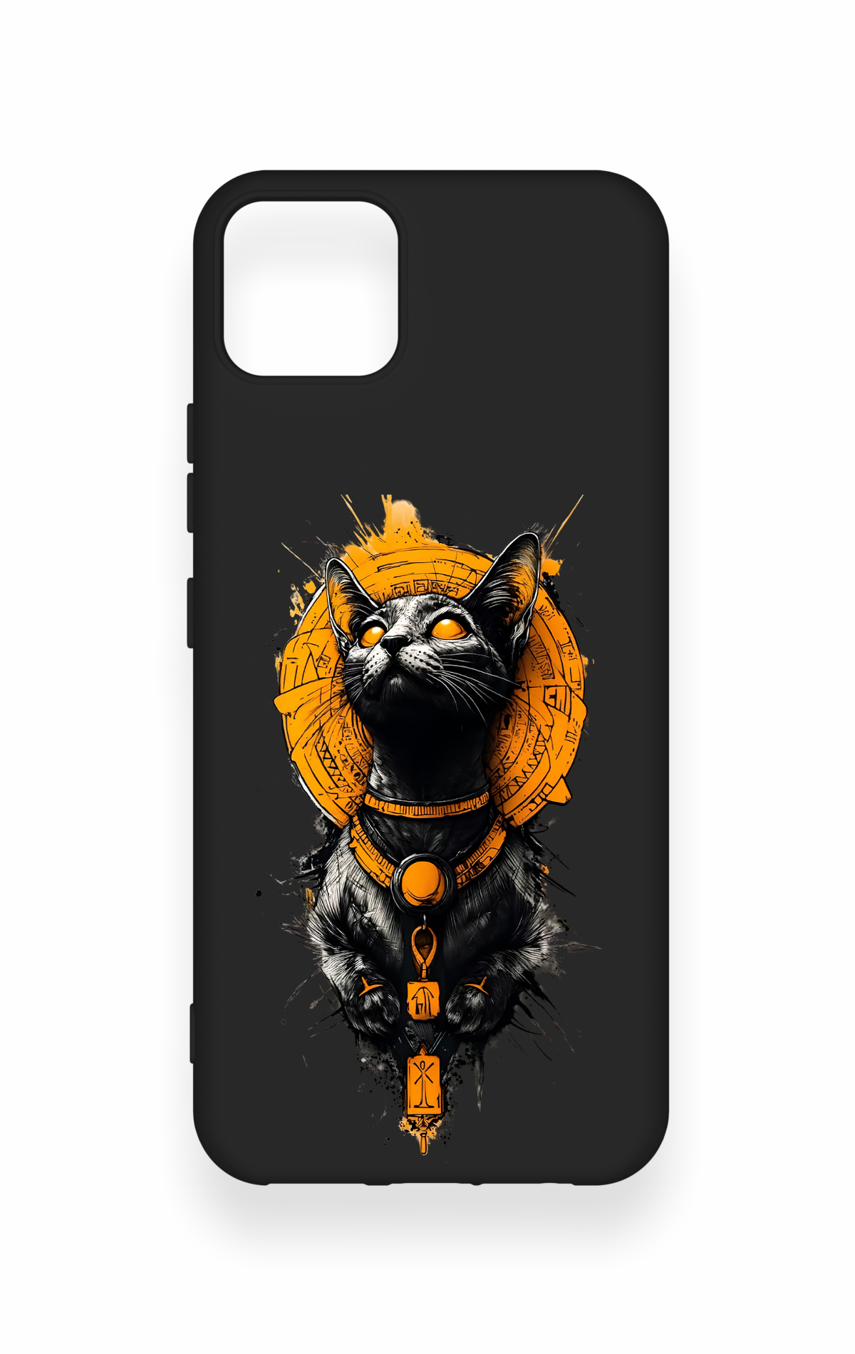 Realme C11 2021 Uyumlu Mısırlı Kedi Tanrısı Desenli Silikon Kılıf