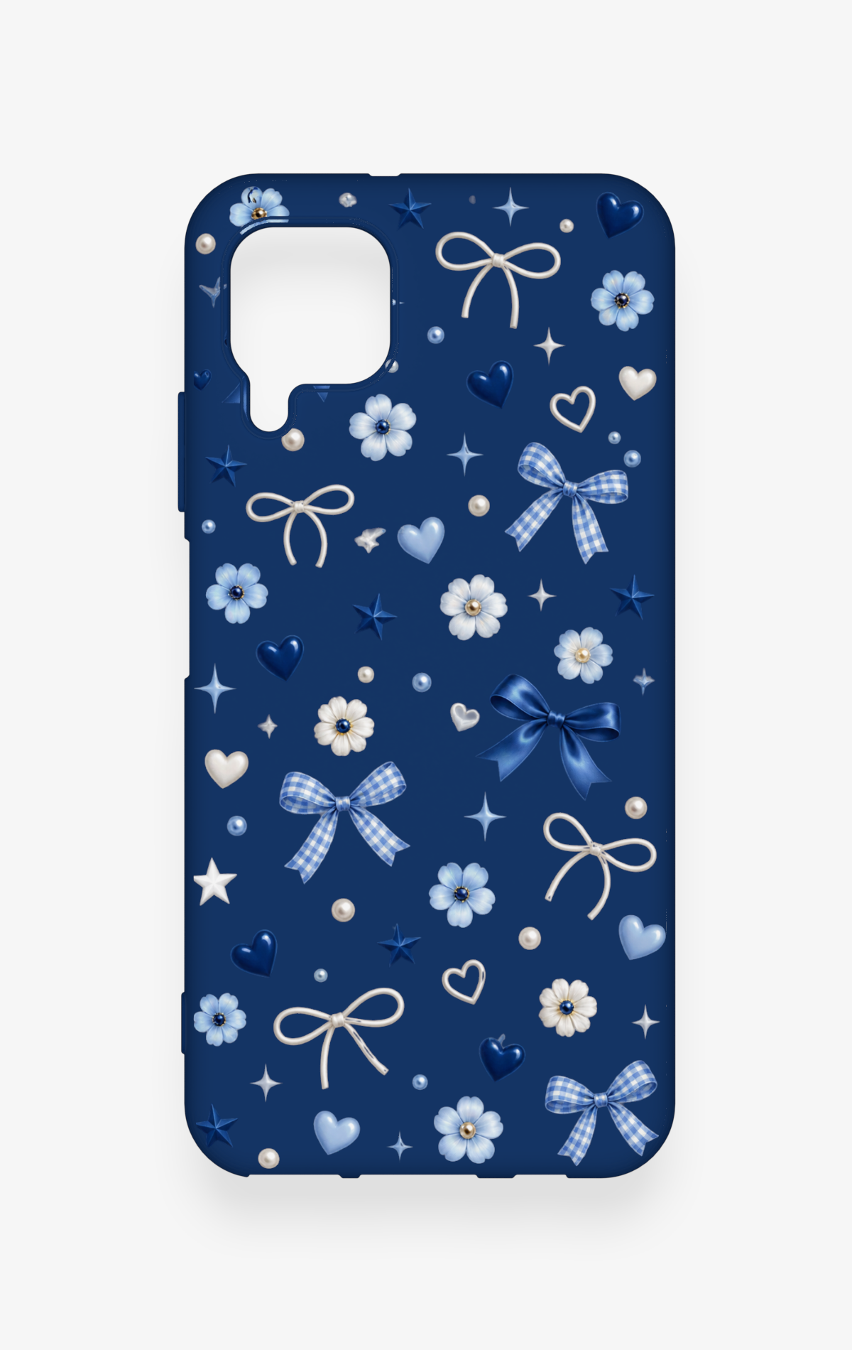 Huawei P40 Lite Uyumlu Mavi Papatya Fiyonk Desenli Silikon Kılıf