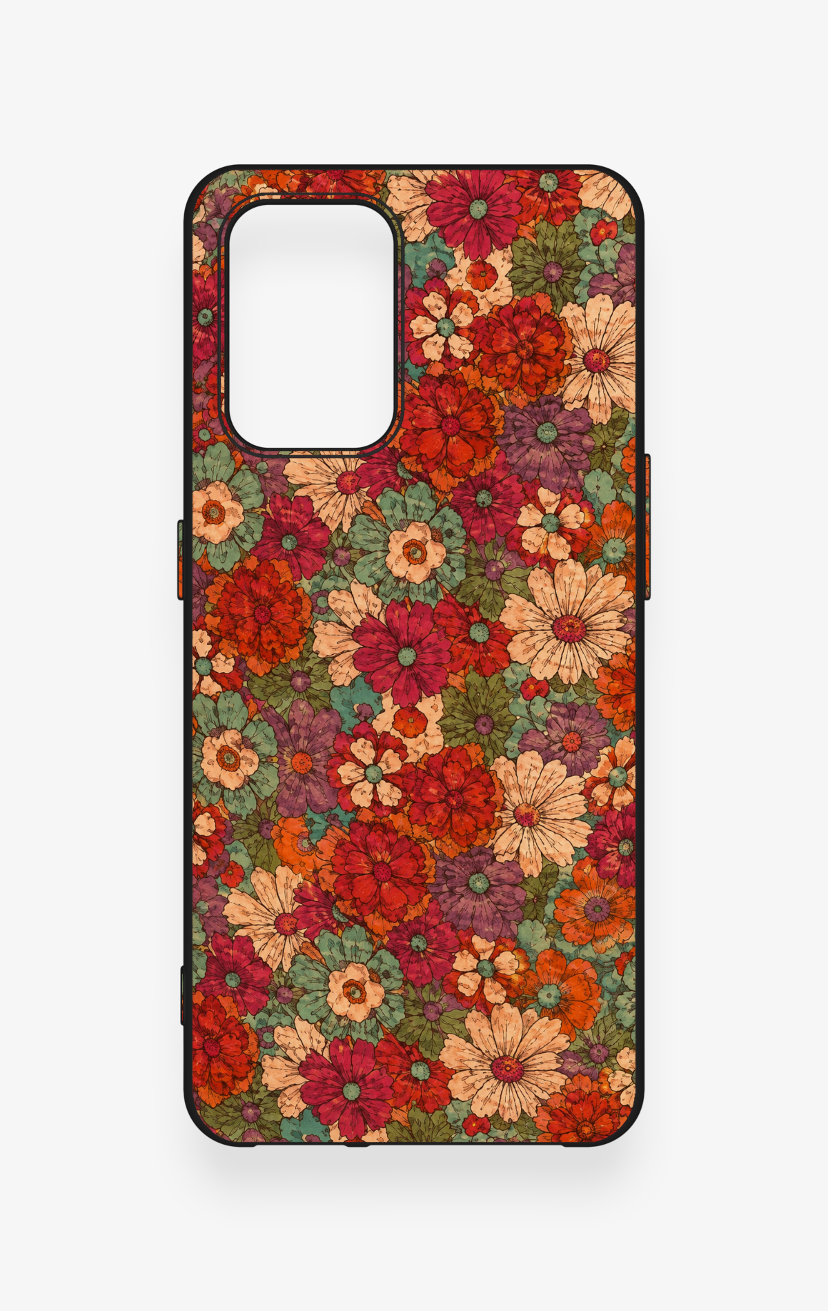 Oppo-A74 Uyumlu Pastel Çiçek Bahçesi Desenli Silikon Kılıf