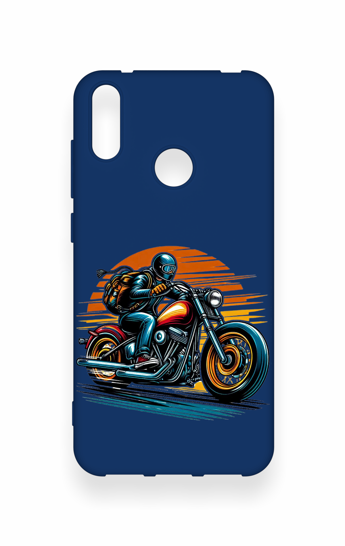 Huawei Y7 2019 Uyumlu Moto Rider Desenli Silikon Kılıf