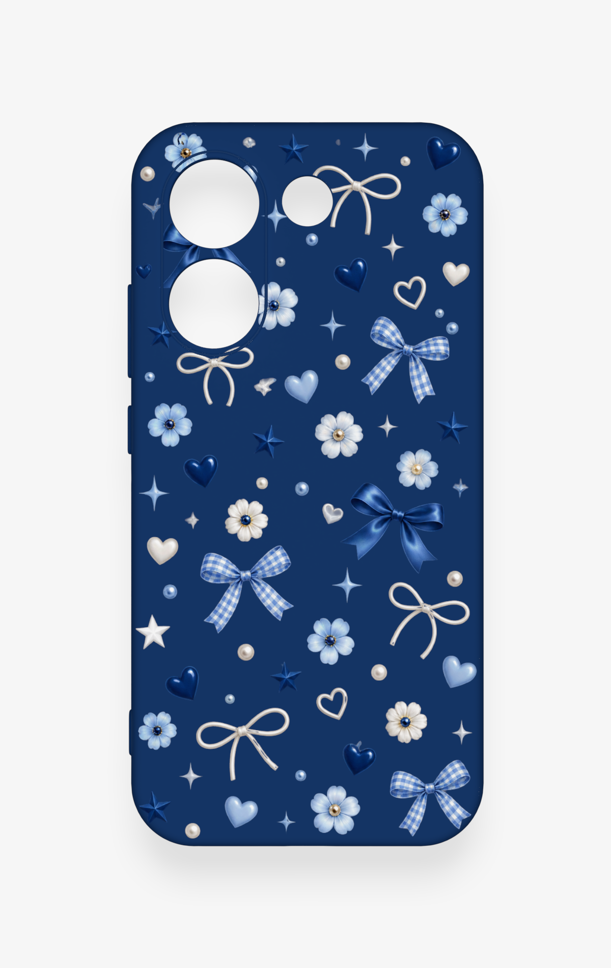 Poco X8 Pro Uyumlu Mavi Papatya Fiyonk Desenli Silikon Kılıf