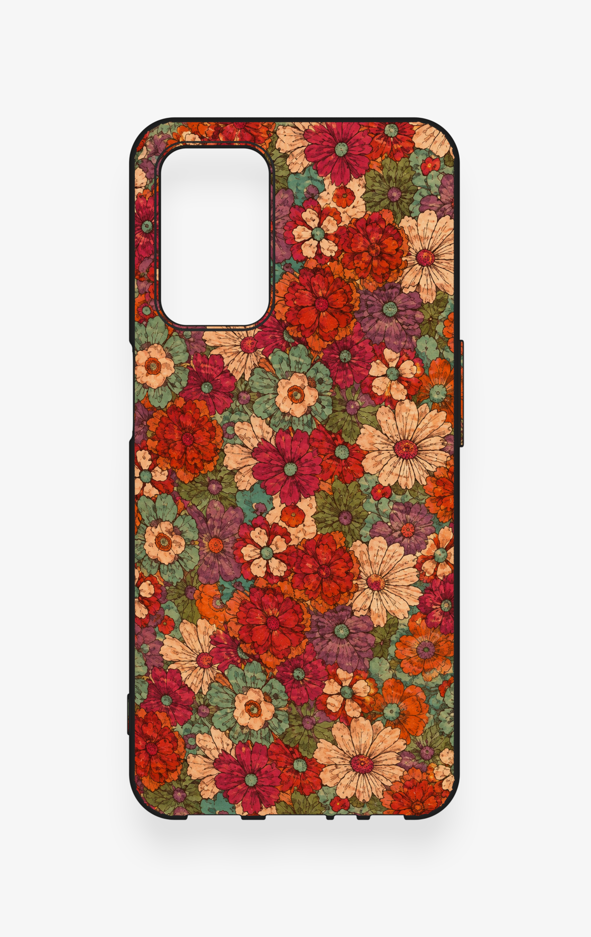 Oppo A55 Uyumlu Pastel Çiçek Bahçesi Desenli Silikon Kılıf