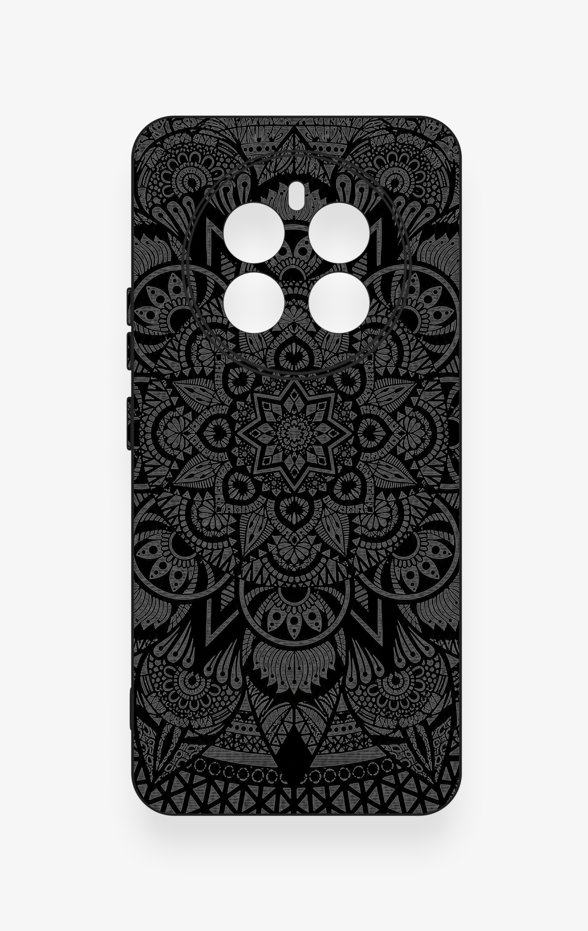 Realme 12 4G Uyumlu Siyah Beyaz Mandala Desenli Silikon Kılıf