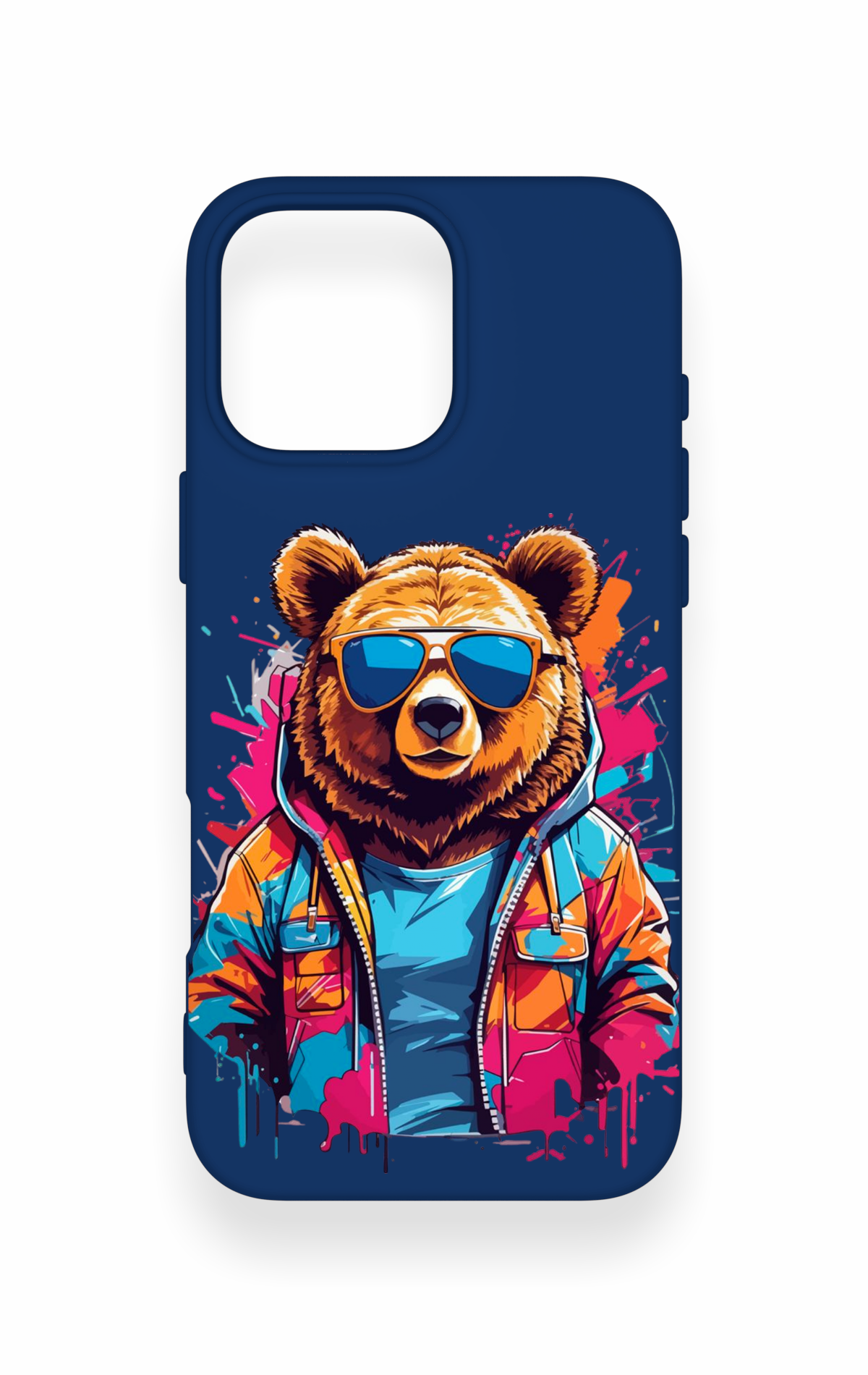 iPhone 16 Pro Max Uyumlu Gözlüklü Ayı Desenli Silikon Kılıf