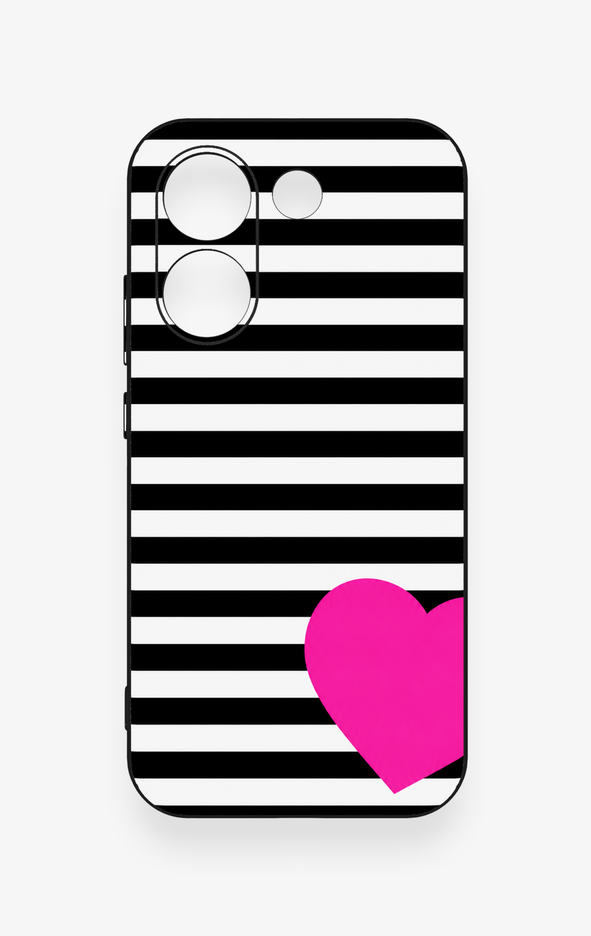 Poco X8 Pro Uyumlu Çizgili Kalp Desenli Silikon Kılıf