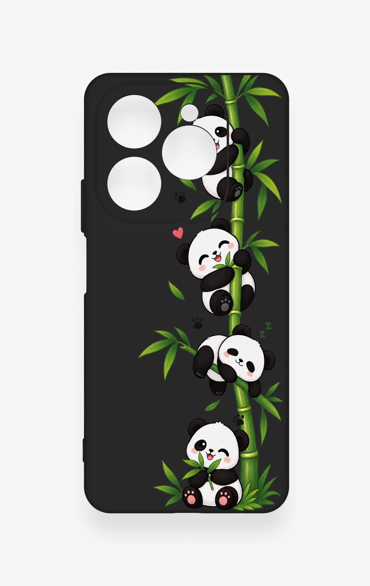 Tecno Spark 20 Pro Uyumlu Sevimli Panda Bambu Desenli Silikon Kılıf
