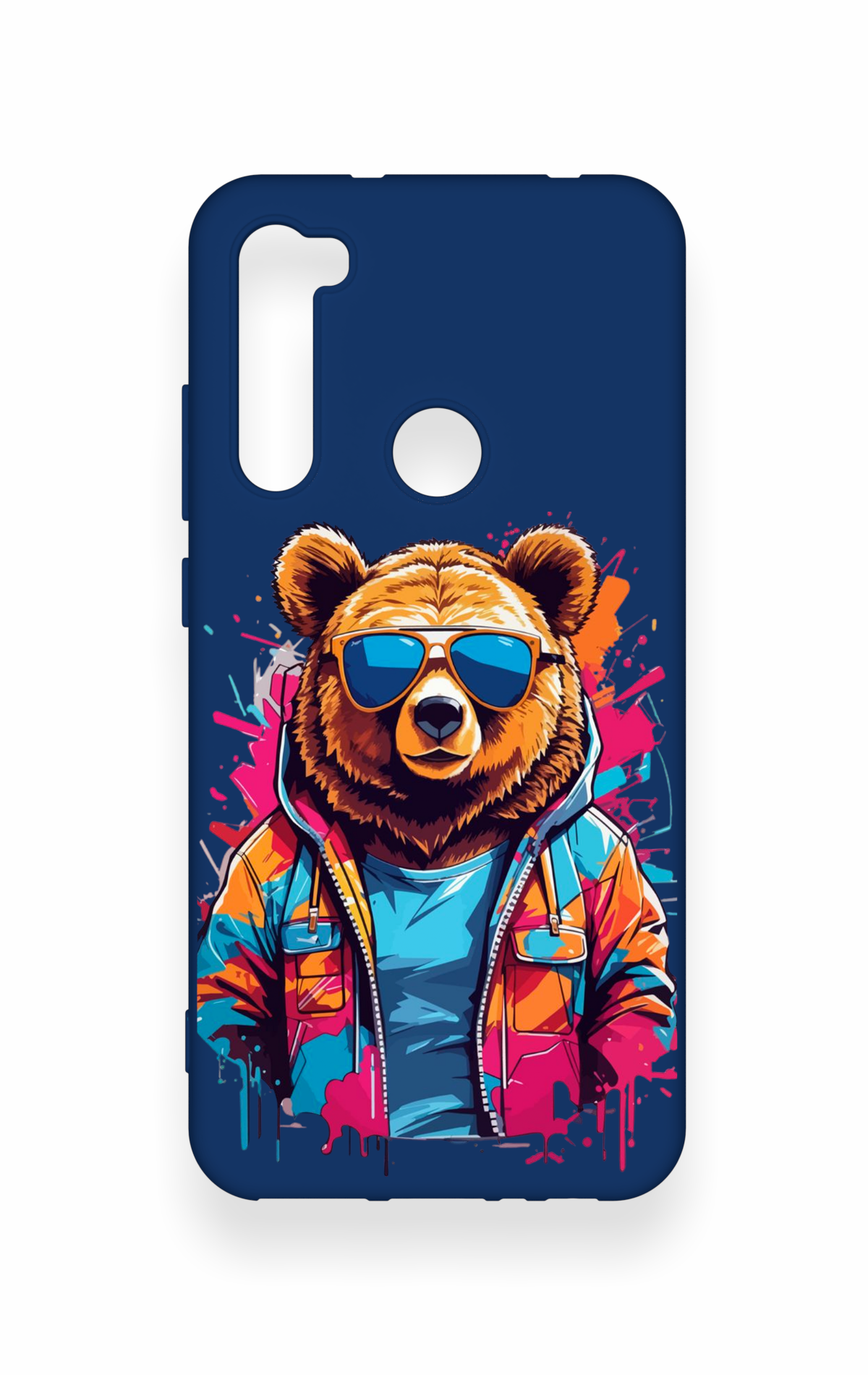Redmi Note 8 Uyumlu Gözlüklü Ayı Desenli Silikon Kılıf