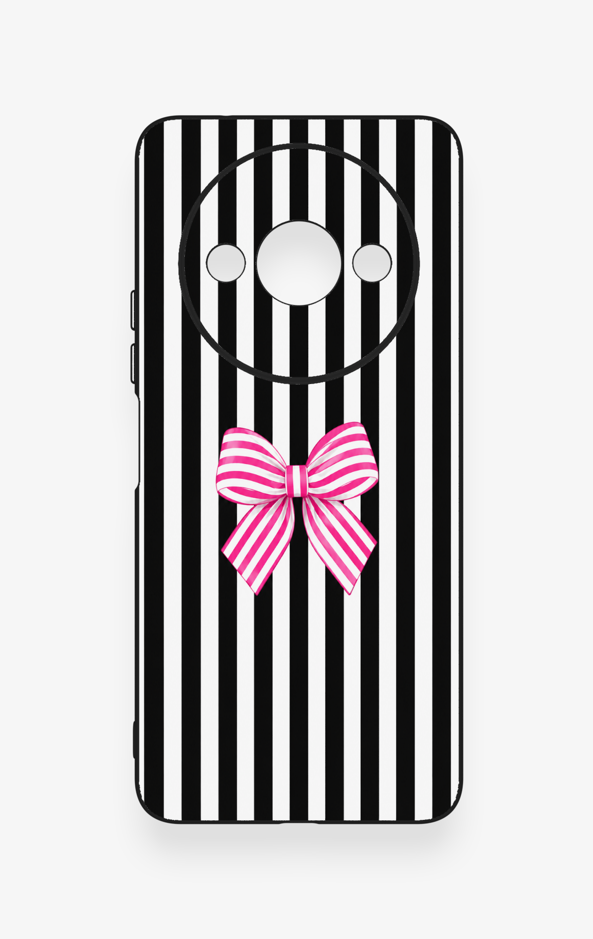 Redmi A3 Uyumlu Pembe Beyaz Kurdele Desenli Silikon Kılıf