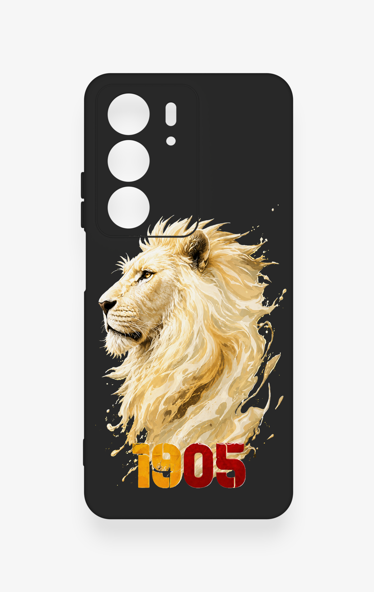 Realme C75 Uyumlu Sarı Kırmızı 1905 Aslan Desenli Silikon Kılıf