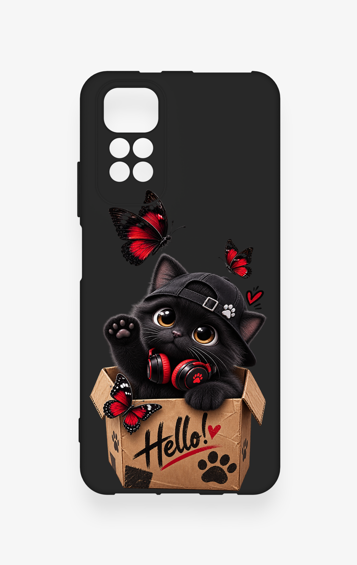 Redmi Note 11S Uyumlu Hello Cat Desenli Silikon Kılıf