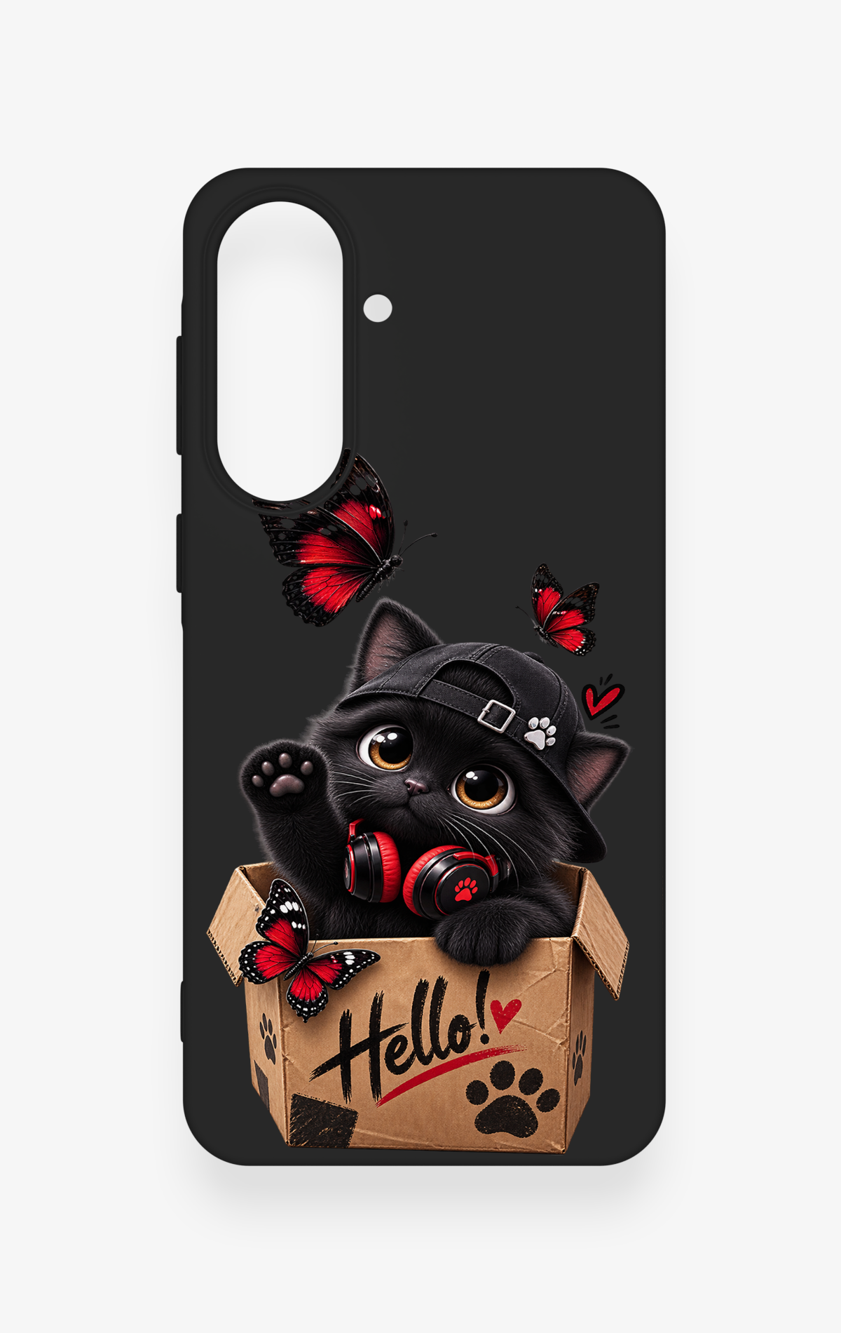 Samsung A57 Uyumlu Hello Cat Desenli Silikon Kılıf