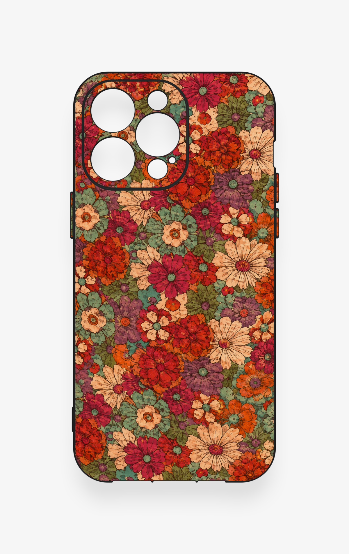 iPhone 13 Pro Max Uyumlu Pastel Çiçek Bahçesi Desenli Silikon Kılıf