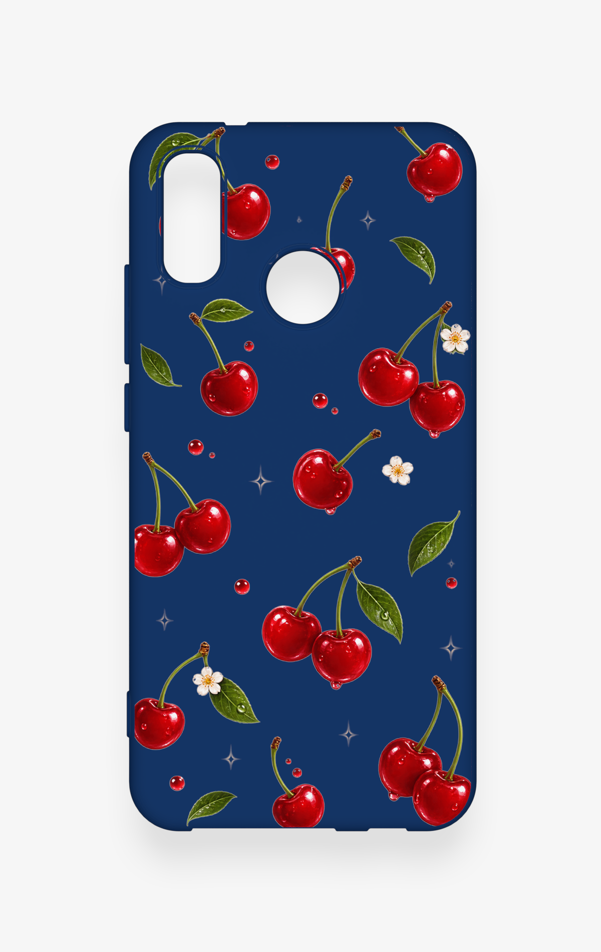 Huawei P20 Lite Uyumlu Kiraz Papatya Desenli Silikon Kılıf