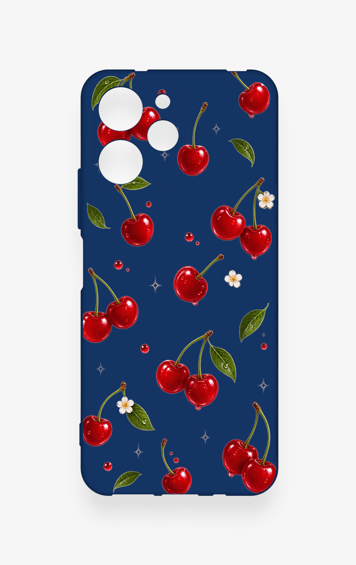 Redmi 12 Uyumlu Kiraz Papatya Desenli Silikon Kılıf