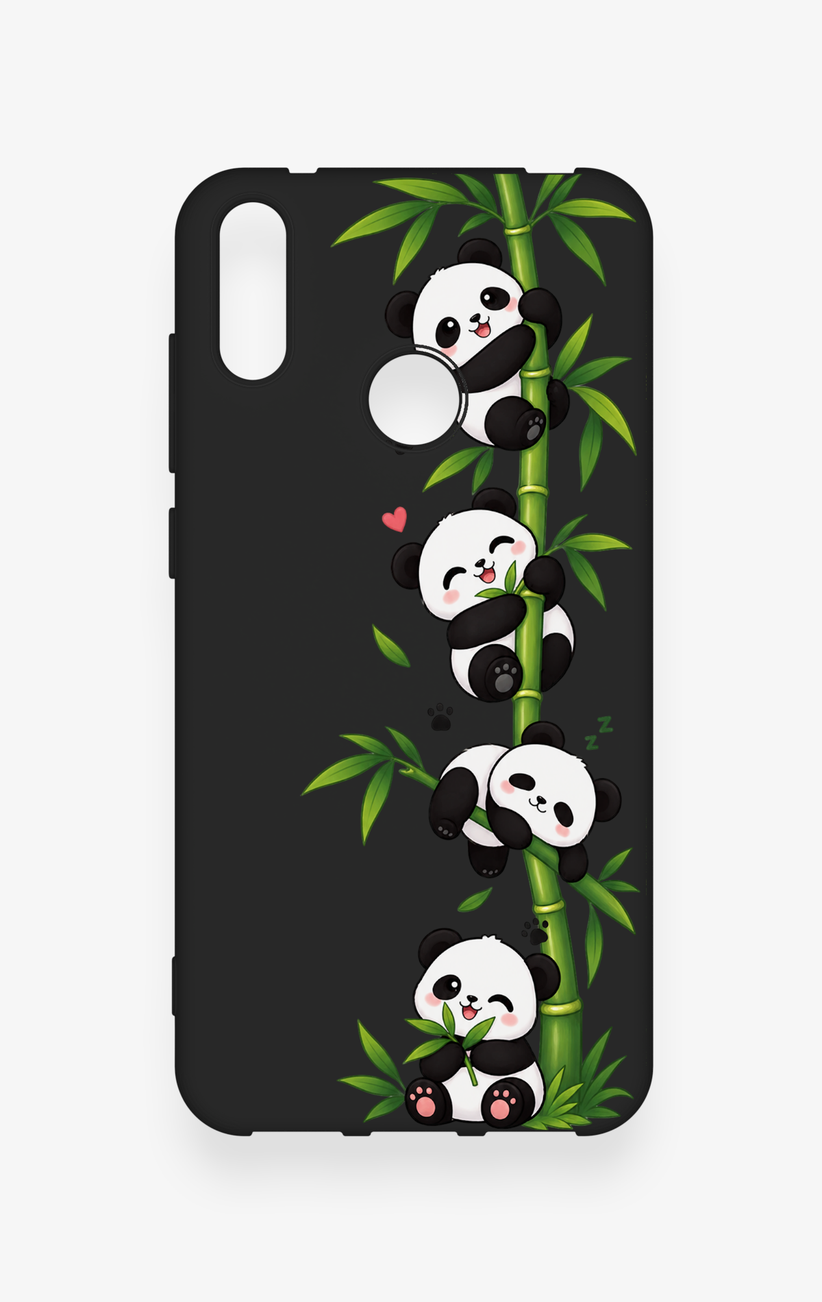 Huawei Y7 2019 Uyumlu Sevimli Panda Bambu Desenli Silikon Kılıf