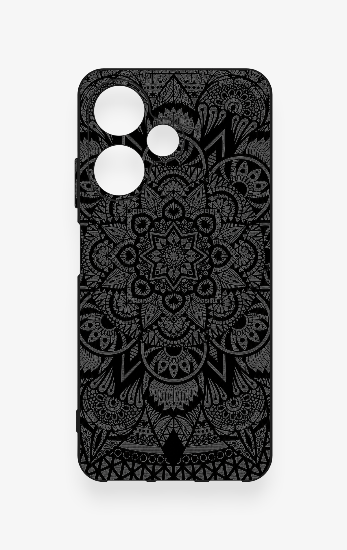 İnfinix Hot 30i Uyumlu Siyah Beyaz Mandala Desenli Silikon Kılıf