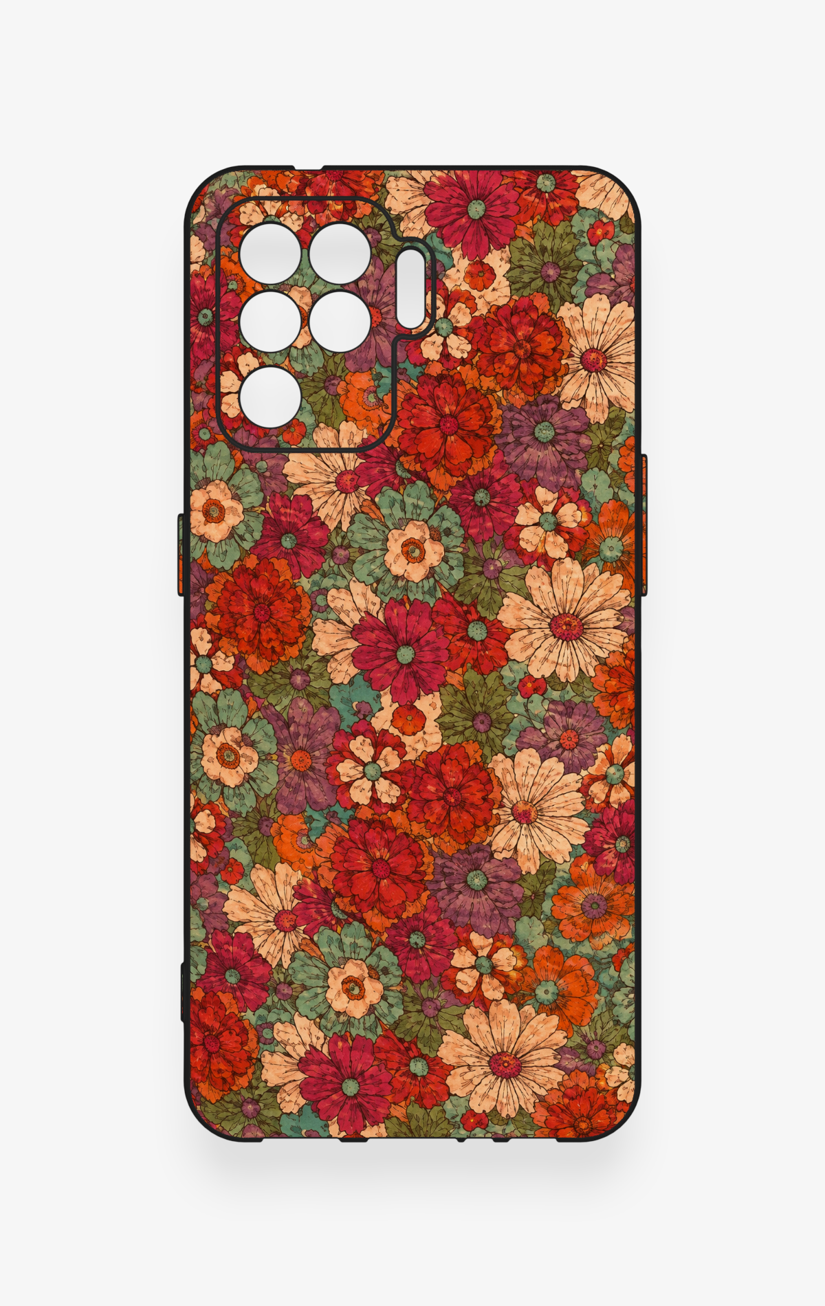 Oppo Reno 5 Lite Uyumlu Pastel Çiçek Bahçesi Desenli Silikon Kılıf