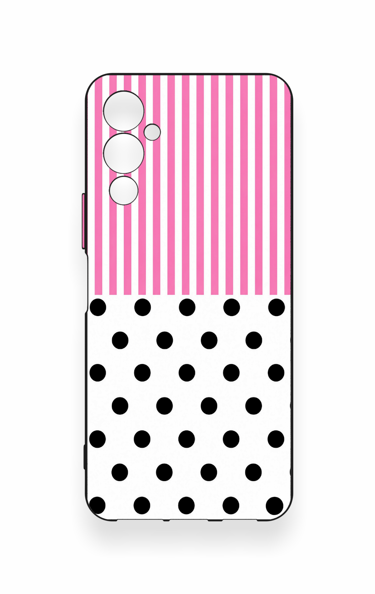 Tecno Pova Neo 4 Uyumlu Pembe Çizgili Puantiye Desenli Silikon Kılıf