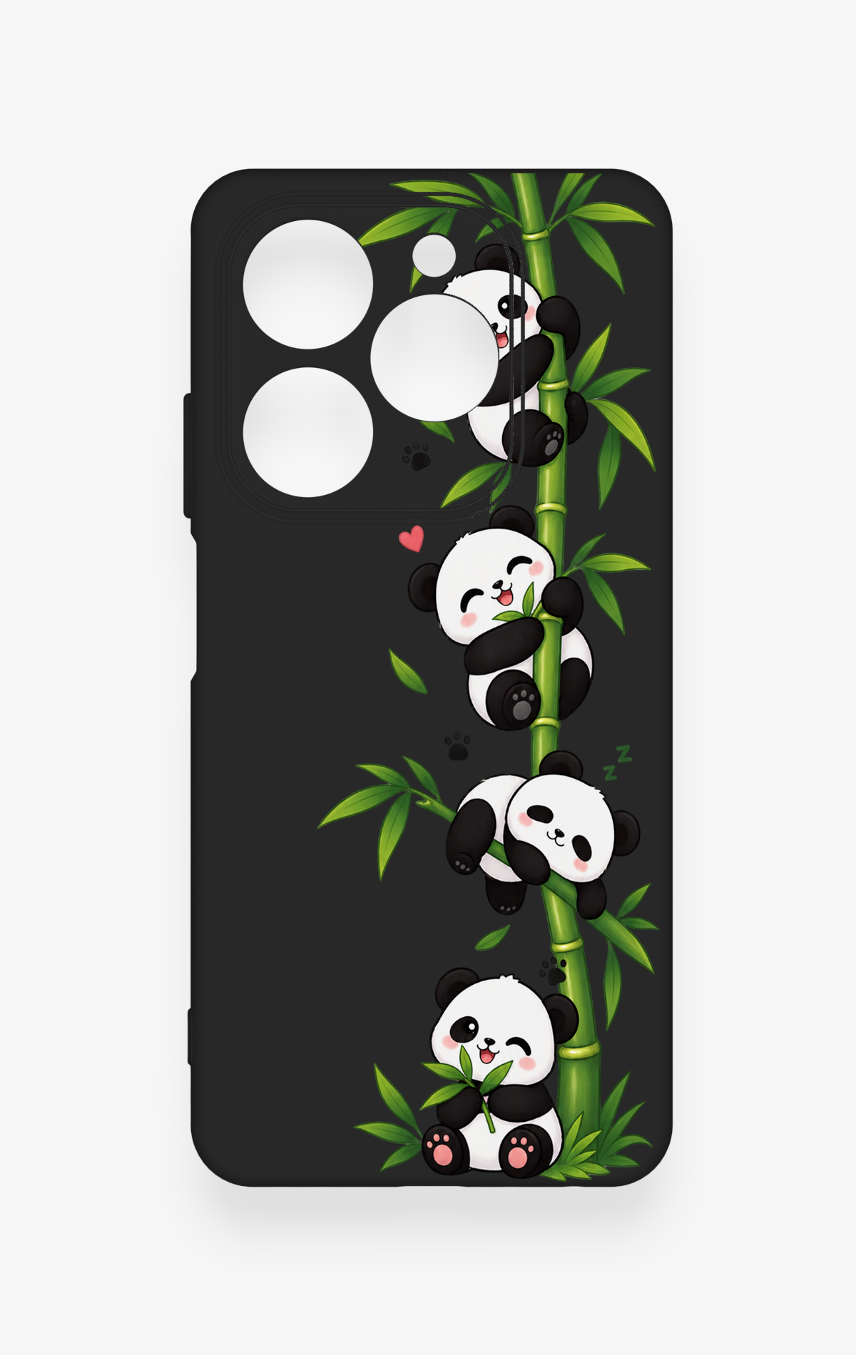 Tecno Spark 20C Uyumlu Sevimli Panda Bambu Desenli Silikon Kılıf