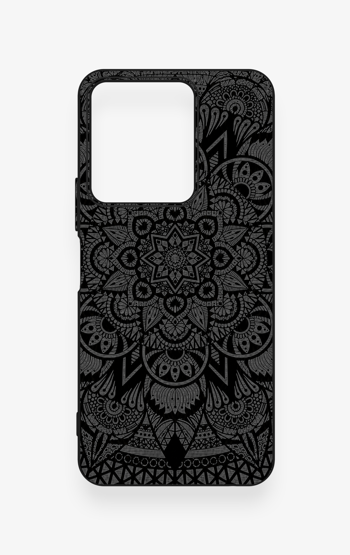 Vivo Y35 Uyumlu Siyah Beyaz Mandala Desenli Silikon Kılıf