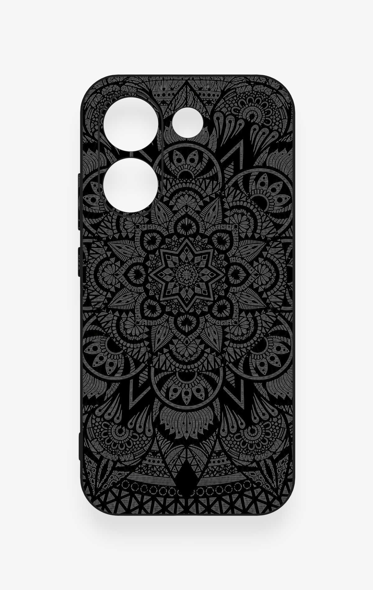 Poco X8 Pro Uyumlu Siyah Beyaz Mandala Desenli Silikon Kılıf