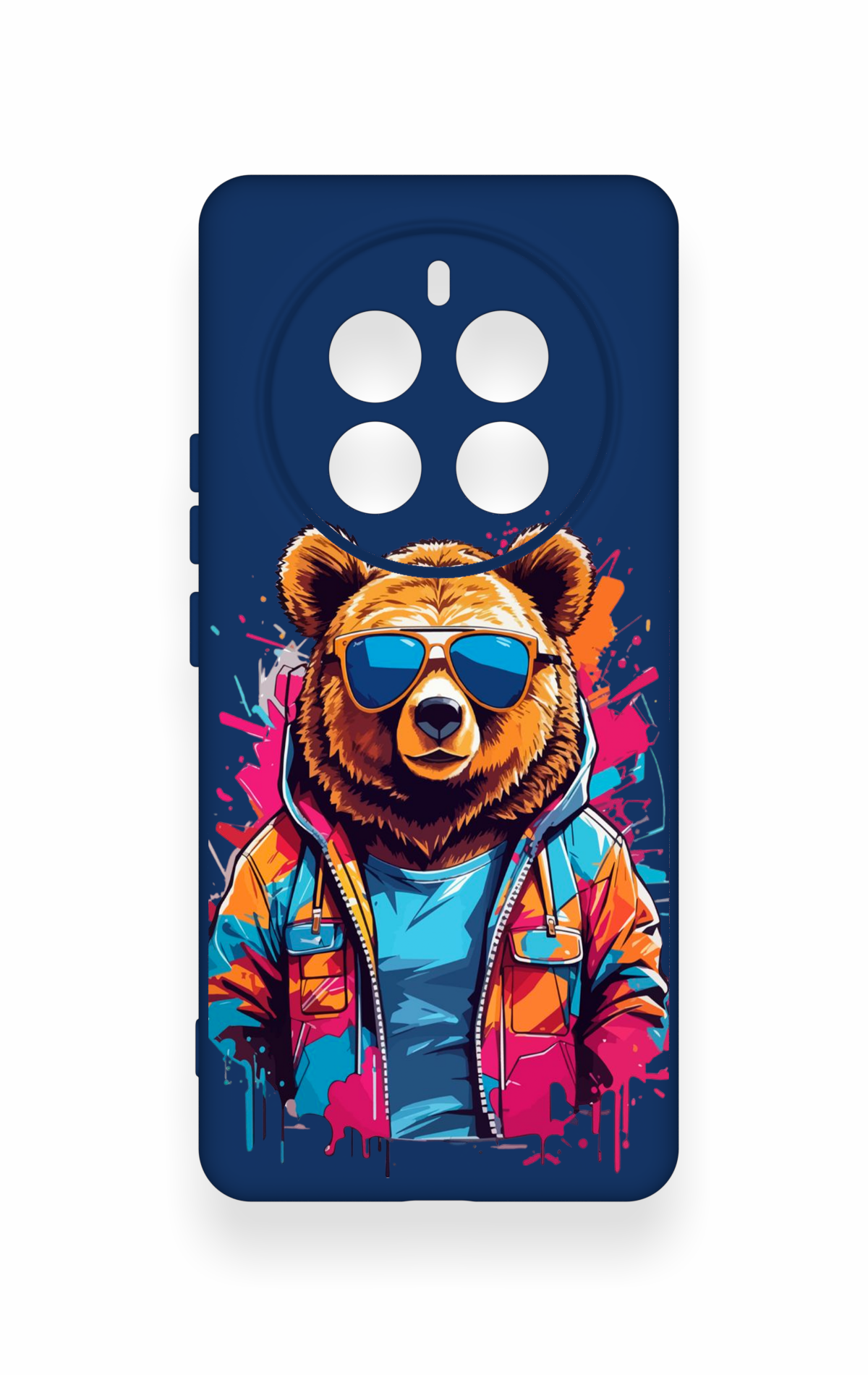 Realme 12 Pro Uyumlu Gözlüklü Ayı Desenli Silikon Kılıf