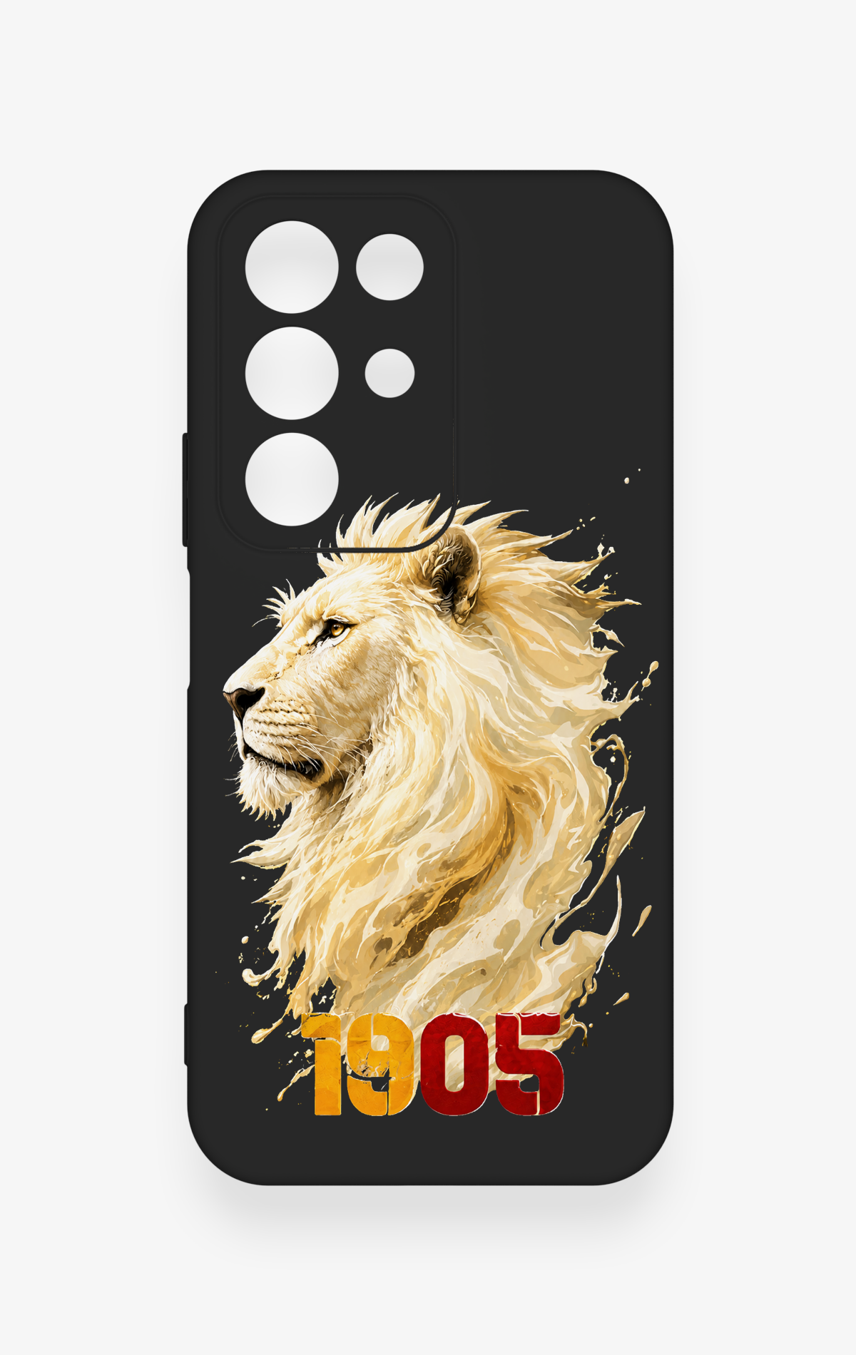 Realme C85 5G Uyumlu Sarı Kırmızı 1905 Aslan Desenli Silikon Kılıf