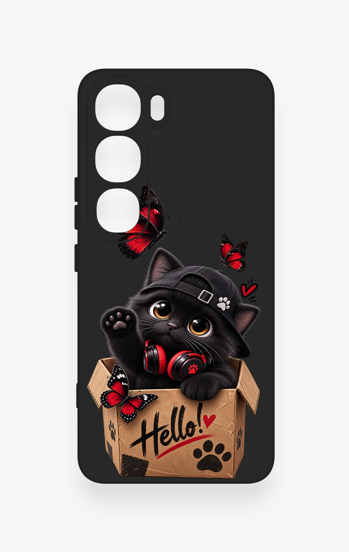 Vivo V40 Lite 5G Uyumlu Hello Cat Desenli Silikon Kılıf