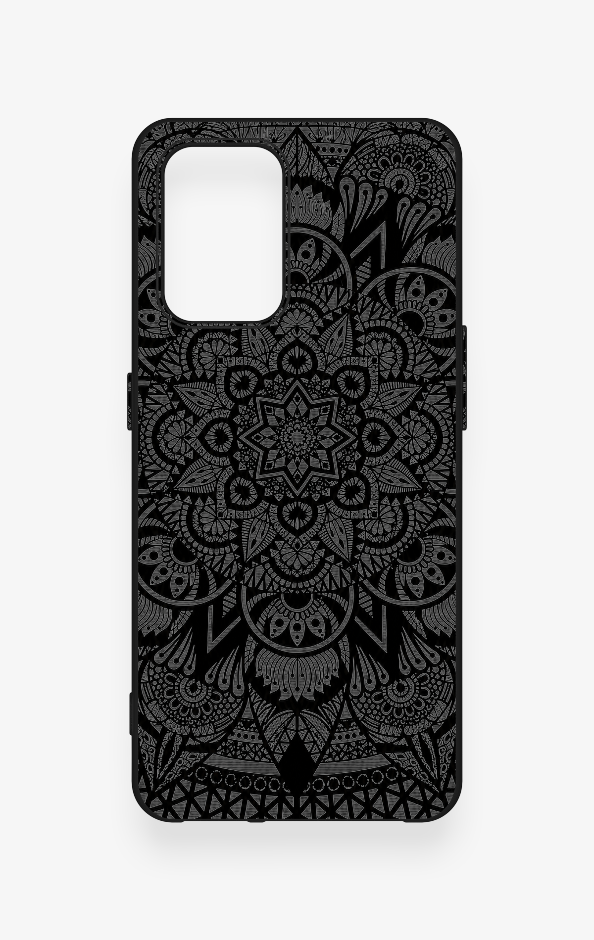 Oppo-A74 Uyumlu Siyah Beyaz Mandala Desenli Silikon Kılıf