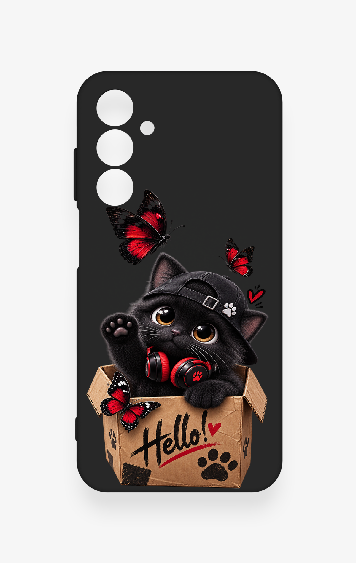 Samsung A25 Uyumlu Hello Cat Desenli Silikon Kılıf