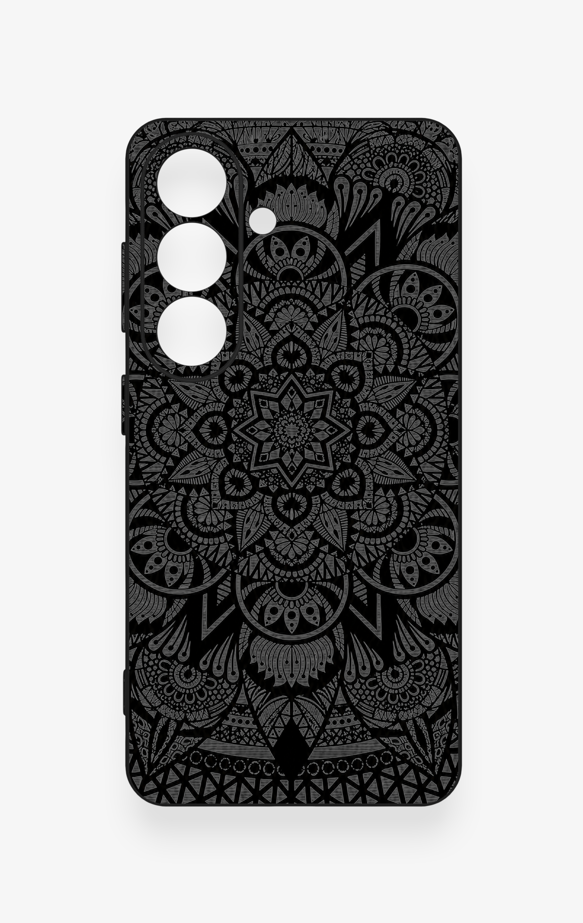 Samsung S26 Uyumlu Siyah Beyaz Mandala Desenli Silikon Kılıf