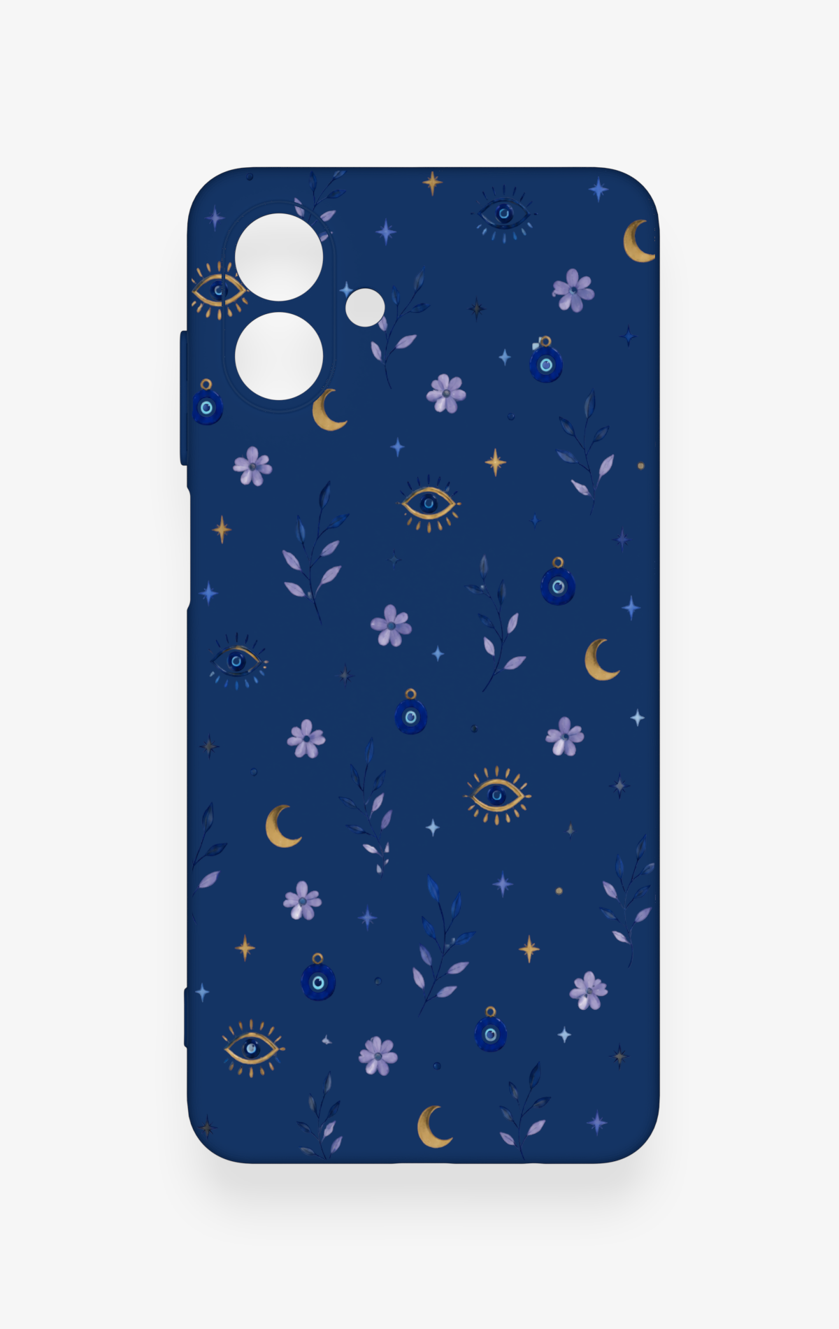 Samsung A07 Uyumlu Mavi Nazar Papatya Desenli Silikon Kılıf