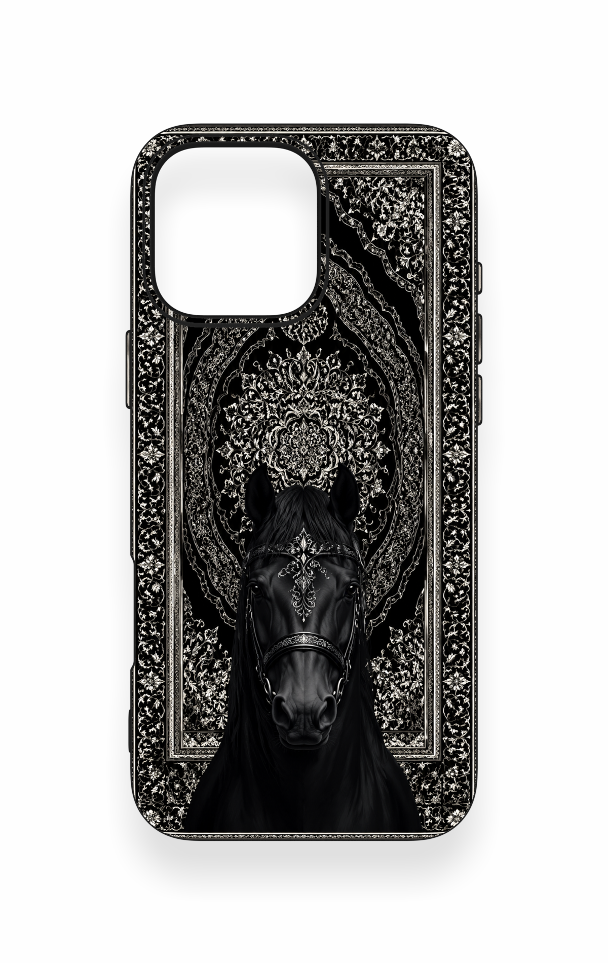 iPhone 16 Pro Max Uyumlu Etnik At Figürü Desenli Silikon Kılıf